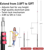 12FT Telescoping Extension Pole - Heavy-Duty Aluminum Paint Roller Pole - Image 2