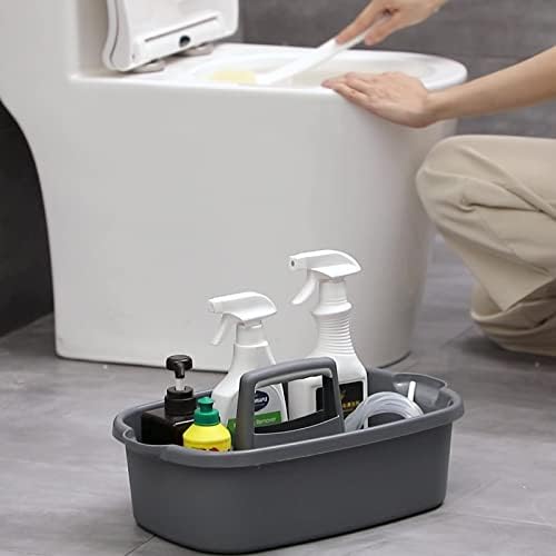 Large Cleaning Supplies Caddy Portable Shower Basket Supply Organizer with Handle Plastic Bucket Tool Storage for Bathroom, Bedroom, Kitchen, College Dorm, Garden, Dark Gray 2 Pack - Image 4