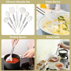 E-far Silicone Cooking Utensils Set, 7-Piece White Kitchen Utensils Set - Image 3
