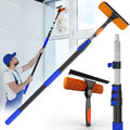 26FT Reach Window Squeegee for Window Cleaning Kit with 5-20 Foot Telescoping Extension Pole, 2 in 1 Window Squeegee, Cobweb Duster, Dust Kit Window Washing Kit for Car, Shower Glass Door by SKGPOLE