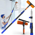 26FT Reach Window Squeegee for Window Cleaning Kit with 5-20 Foot Telescoping Extension Pole, 2 in 1 Window Squeegee, Cobweb Duster, Dust Kit Window Washing Kit for Car, Shower Glass Door by SKGPOLE