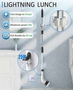 Electric Spin Scrubber for Cleaning Bathroom, Shower Scrubber Cordless Cleaning Brush with IPX7 Waterproof & 3 Speed, 9 Brush Heads, Bathroom Cleaning Supplies for Shower Tub Kitchen Tile Toilet Floor - Image 7