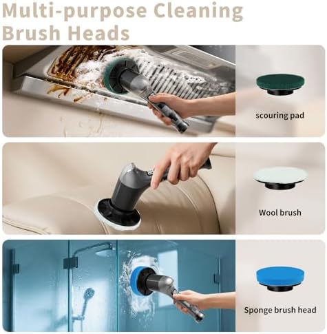 Electric Spin Scrubber, Cordless Handheld Cleaning Brush,Large Battery - Image 7