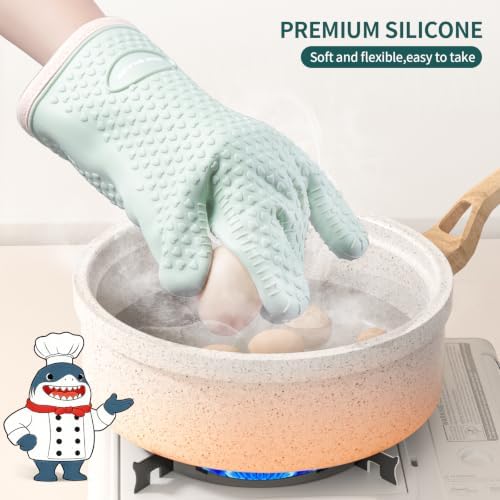 MAD SHARK Silicone Oven Mitts with Fingers Heat Resistant 450°F in Kitchen - Image 3