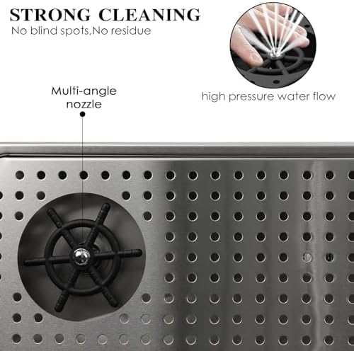 Pitcher Washer, Espresso Washer, Drainage and Drip Tray Stainless Steel Bar Glass Washer is The Sink, and The Cup Spray Washer is The Home Kitchen Hotel Cafe Restaurant (KF28-Silver) - Image 6