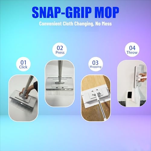 Upgrade Push Clamp Mop Kit - 2-in-1 Lazy Dust Mop with 10 Dust Cloths - Image 3