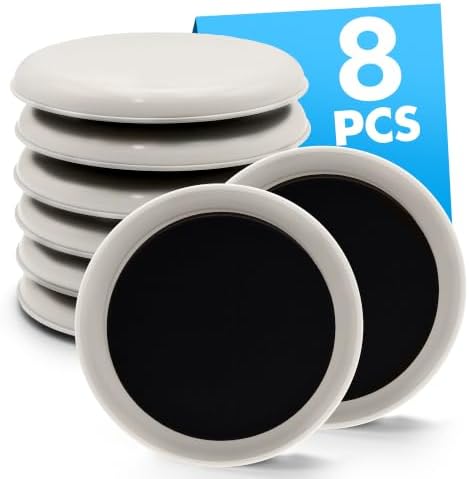 8-Pack Furniture Movers Sliders for Carpet & Hardwood Floors, Save 80% Effort Safely and Easily, The Glide Tool Set for Heavy Furniture and Appliances, Reusable Moving Pads (8 Plastic 4.75" Sliders) by Shnbxtnd