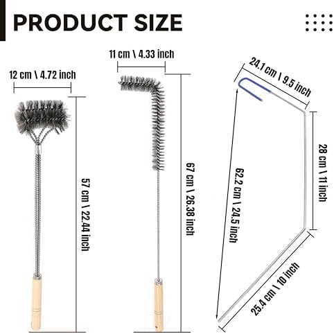 3 Pcs Fryer Cleaning Tools - L Shaped Stainless Steel Bristles Deep Cleaning Brush and Rod for Restaurant Air Fryer - Image 2