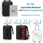 70L Vacuum Travel Backpack, TSA Lock, Charging Port, Waterproof - Image 5