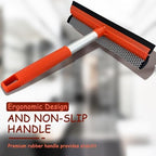 Shower Squeegee Window Squeegee Cleaner for Shower Doors Glass, 2 in 1 Window Cleaning Tool Window Scrubber Handheld Squeegee for Car Windshield with Sponge and Rubber Squeegee, Red - Image 4