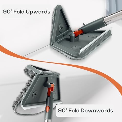 Baseboard Cleaner Tool, Foldable Wall Mop with Long Handle, 8 Pads - Image 2