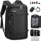 POSO Vacuum Backpack Travel, 60L Expandable Vacuum Seal Backpack with Pump & Laptop Compartment (Fits 17") by POSO