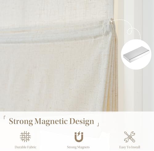StangH Natural Linen Textured Magnetic Roman Shades, W26 x L64, 1 Panel - Image 3