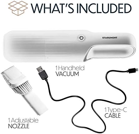STARUMENT Portable Hand Vacuum Cleaner Handheld Cordless Cleaner for Dust Pet Hair Dirt, Home, Car Interior, Lightweight, Easy to Use, Compact Design Battery Rechargeable with USB-C Cable White - Image 2