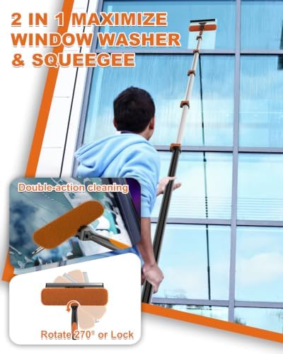 30Ft Reach Solar Panel Cleaning Brush Kit with 5-24ft Telescoping Pole, Water Fed Window Cleaner Tool with 20" Brush, Soap Dispenser, Cobweb Duster, Squeegee for Roof, RV, Gutter, Boat, Deck - Image 4