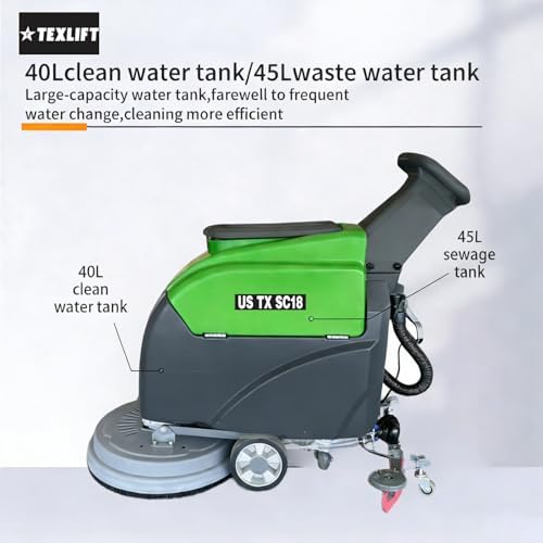 Walk-Behind Commercial Floor Scrubber Machine, 18″ Cleaning Width, Battery Powered Scrubber Dryer with 13 Gal Tanks for Warehouse, Retail & Facility Cleaning (US-TX-SC18) - Image 6
