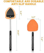 Car Windshield Cleaner Tool with Reusable Pads Extendable Handle (Orange) - Image 4
