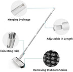 Floor Scrub Brush with Long Handle, 3 in 1 Scrape and Heavy-Duty Stiff Bristle Scrubber Brush for Cleaning Shower Bathroom, Patio, Garage, Kitchen, Wall and Deck (White, 2 Pack) - Image 5