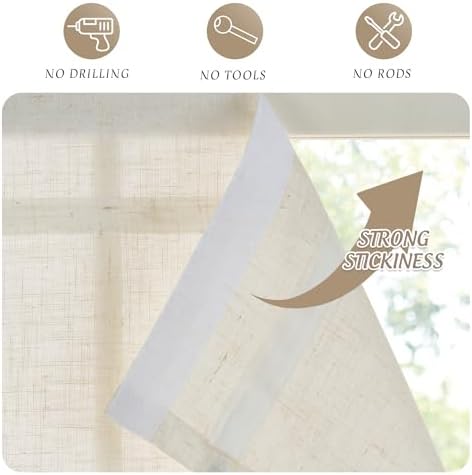 StangH Natural Linen Textured Magnetic Roman Shades, W26 x L64, 1 Panel - Image 7