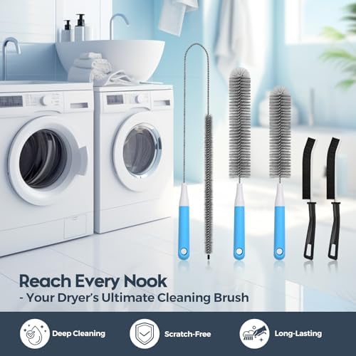 Dryer Vent Cleaner Kit 5 Pcs, Refrigerator Coil Cleaning Brush, Sewer Set Brush, Dryer Lint Cleaner Brush for Flexible Lint Remover, Kitchen Sink, Bathroom Clog, Toilet, Vent Scrubber - Image 7