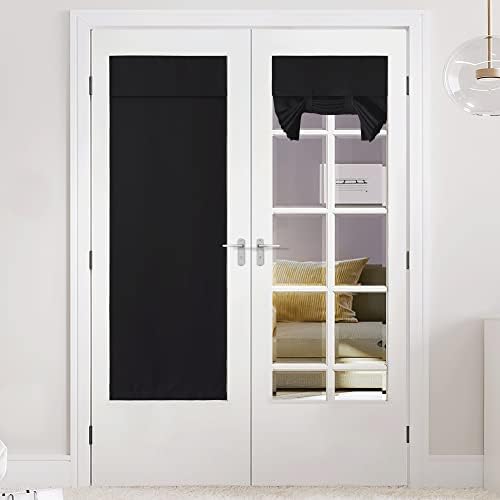 NICETOWN Black Blackout French Door Curtain Thermal Insulated Window Cover by NICETOWN