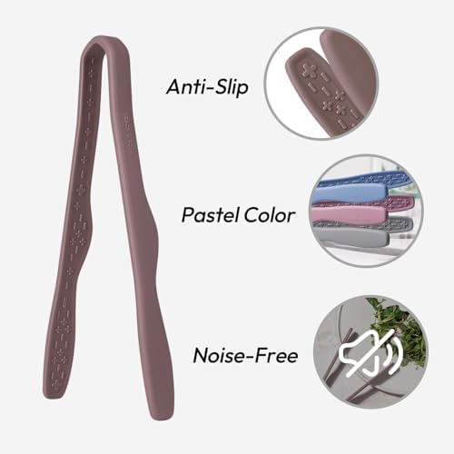 carrotez Mini Silicone Toaster Tongs, Anti-Slip,Non-Scratch Mini Tongs 7inch - Cocoa - Image 4