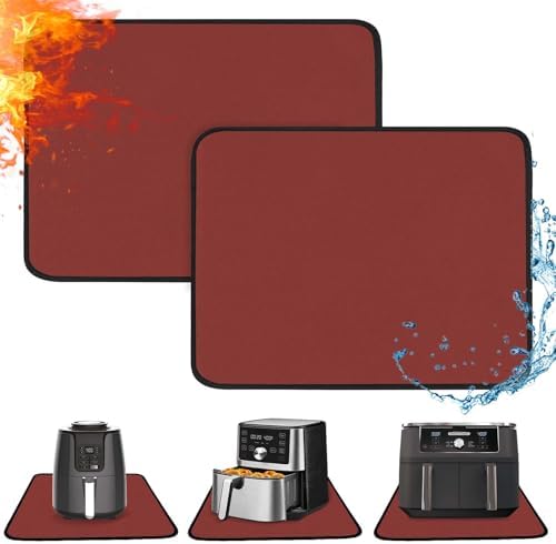 2 PCS Heat Resistant Mats for Countertop Air Fryer, 24x16in, Red by Amerbro