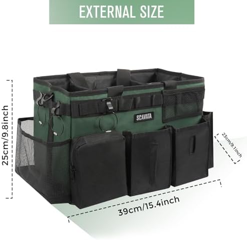 SCAVATA Wearable Cleaning Caddy Bag, Cleaning Caddy Supplies Organizer with Handle & Shoulder Straps for Housekeepers, Under Sink & Car Cleaning Tool Organizers with 4 Foldable Divider (TreeGreen) - Image 5