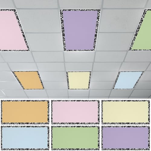 6 Pcs Fluorescent Light Covers for Classroom Ceiling Lights 4x2 FT Colorful Magnetic Light Filters Pastel Decorative Panels for Back to School Office Hospital Ceiling Supplies (Colorful Composition) by Wiooffen