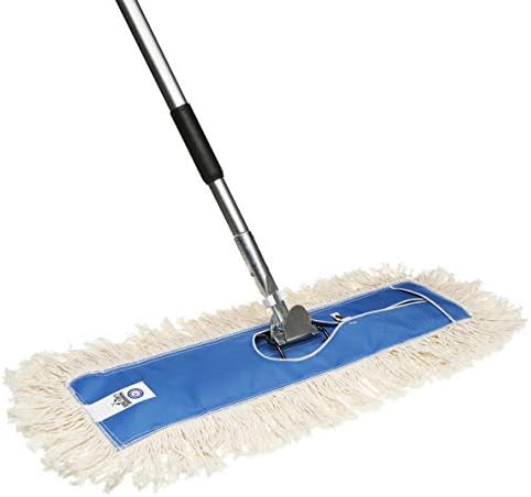 Nine Forty 18" Premium Cotton Dust Mop Kit - Heavy Duty Mop Head with Handle for Industrial, Commercial, and Residential Cleaning - Dry Floor Duster for Hardwood Surfaces - White by NineForty