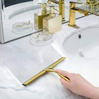 HIWARE All-Purpose Shower Squeegee for Shower Doors, Bathroom, Window and Car Glass - Brass, Stainless Steel, 10 Inches - Image 4