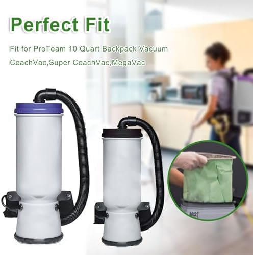 20 Pack 100331 QT Vacuum Bags Replacement for ProTeam 10 Quart Backpack Vacuum - Compatible with CoachVac, Super CoachVac, MegaVac, Open Circular Collar, 3-Ply High Efficiency - Image 4