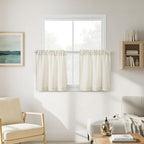 24 Inch Laundry Room Basement Window Curtains 2 Panels Natural Linen by DUKIYO