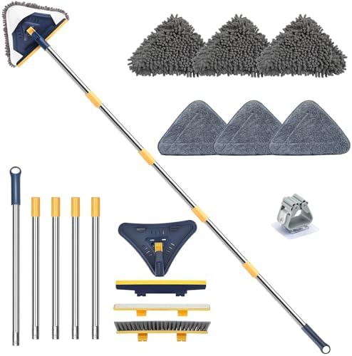 Wall Cleaner Mop with Long Handle, 5-in-1 Walls Cleaner Mops with 6 Replacement Microfiber Chenille Pads, Squeegee, Scrubber for Painted Walls, Window, Floor, Baseboards by Unknown