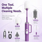 5 in 1 Electric Bottle Brush Cleaner Compatible Stanley Bottle Brush Straw Cleaner Multifunction Rechargeable IPX6 Waterproof Extra Long Design for Stanley Cup, Sports Bottle and More (Purple-1) - Image 5