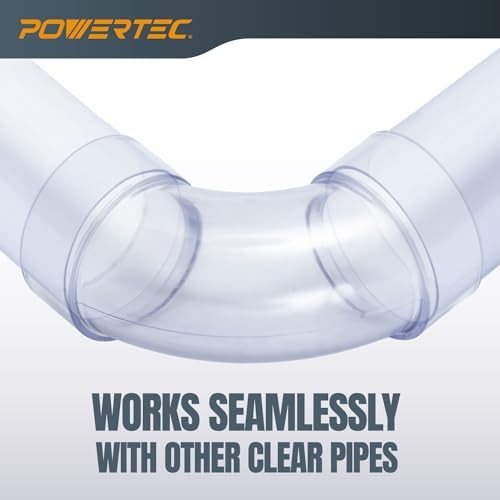 POWERTEC 70368 4 Inch ID 90 Degree Elbow for 4 Inch OD Dust Collection Pipes, Adapters and Fittings (Clear), 1 pack - Image 3