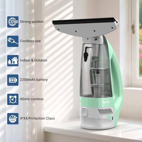 Kiato Window Vacuum Squeegee Cordless, Electric Window Vac, Rechargeable Window Cleaner with Spray Bottle, for Cleaning Windows, Mirrors, Glass, 2200mA, WC10 - Image 5