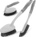 3 Pack Heavy Duty Scrub Brush Set for Household Use, Long Scrub Brush, Handheld Scrub Brush, and Crevice Brush with a Scraper Head for Cleaning Bathroom, Tile, Grout, Tub, Floor, Sink by Mgitecy