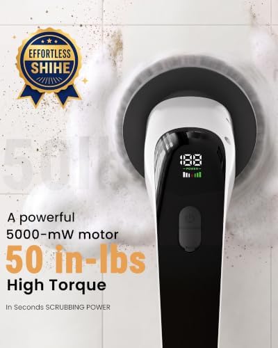 Electric Spin Scrubber, 50 in-lbs High Torque Shower Scrubber & Retractable Long Handle, 10-in-1 Variable Speed Cordless Cleaning Brush for Bathroom, Bathtub, Toilet, Kitchen, Tile Floors & Car - Image 2