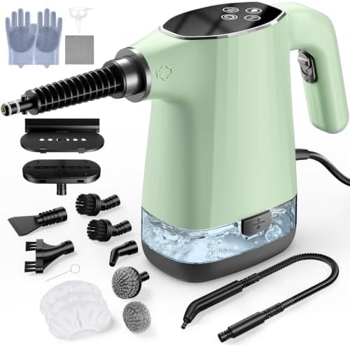Handheld Steam Cleaner, Portable Steamer for Cleaning with 18PCS Accessories, 12s Fast Heating, Pressurized Steam Cleaner for Home, Kitchen, Bathroom, Car Detailing, Window, and Clothes, Green by HomePage