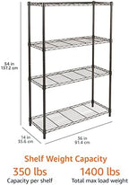 Amazon Basics 4-Shelf Adjustable Heavy Duty Steel Wire Rack Storage Shelving, Sturdy Garage Shelving, 350 lbs Capacity Per Shelf, Easy No-Tool Assembly, 36" x 14" x 54", Black - Image 3