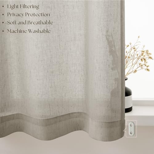 Linen Sheer Small Door Window Curtains for Kitchen Bathroom Privacy - Image 4
