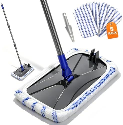 Microfiber Mops for Floor Cleaning,Hardwood Floor Mop with 5 Reusable Pads by MASTERTOP