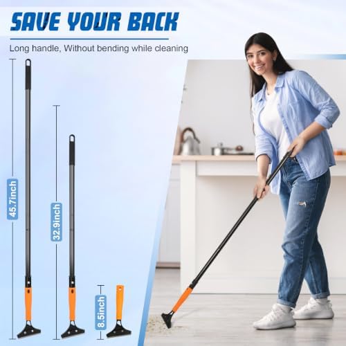 Heavy Duty Floor Scraper with Long Handle,4 Inch Razor Blade Scraper Tool - Image 3