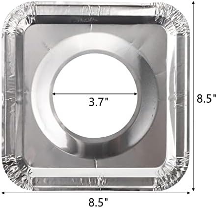 ZEAYEA 100 Pack Aluminum Foil Stove Burner Covers, 8.5" Square Disposable Gas Burner Liner, Gas Range Protector Bibs for keep Gas Range Clean - Image 2