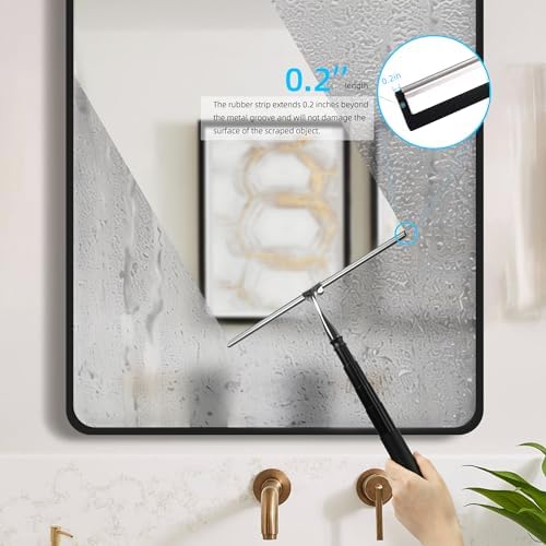 Toncoke 2 in 1 Window Squeegee, Shower Squeegee Window Cleaning Kit with Extension Pole Long Handle Squeegee for Shower Glass Floor Bathroom Home Outdoor, 12 inch Wide, Black - Image 4