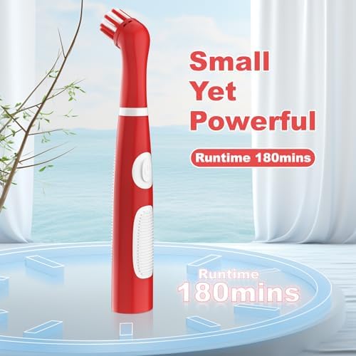 Rechargeable Electric Cleaning Brush with 4 in 1 Multiple Brush Heads and USB Cable, Indoor Household Cordless Motorized Brush for Bathroom Toilet Kitchen Tile Crevice (White & Red) - Image 3