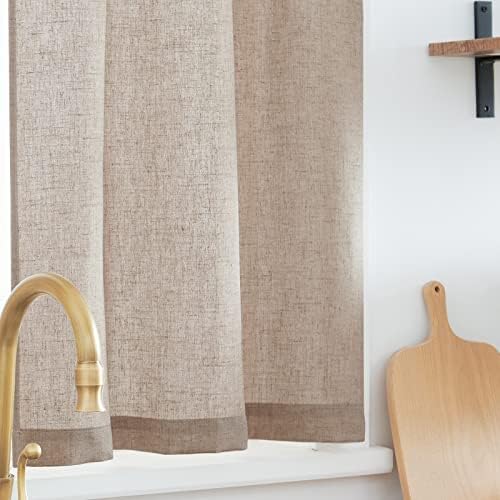 jinchan Lien Tier Curtains and Valances, 26x24, 3 Panels, Crude - Image 6