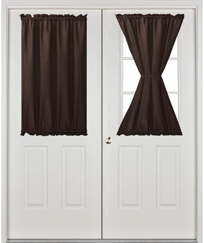 Hiasan French Door Curtains Privacy, Chocolate, 24W x 40L, 1 Panel - Image 2