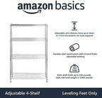 Amazon Basics 4-Shelf Adjustable Heavy Duty Steel Wire Rack Storage Shelving Unit for Kitchen, Garage, Easy Assembly, 350 lbs Per Shelf, 36" x 14" x 54", Chrome Silver - Image 4